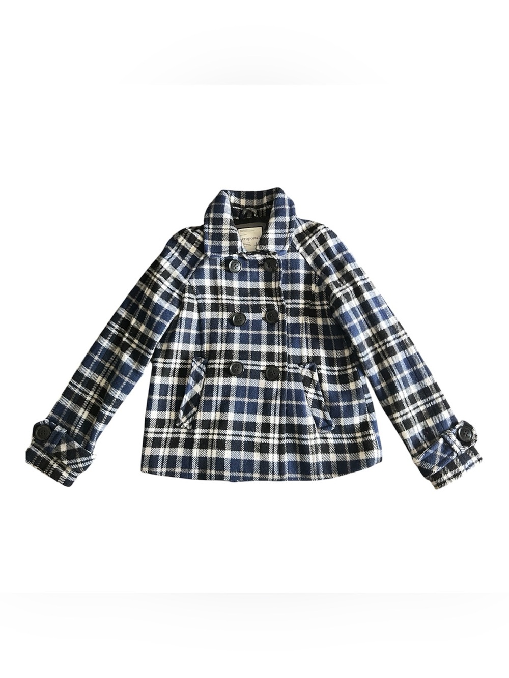 Aeropostale Y2K Women’s Wool Blend Blue, Black and off white peacoat size large